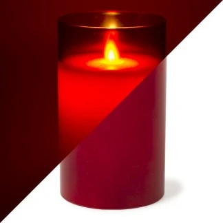 Afbeelding van LED kaars 12.5 cm Peha (In glas, Timer, Rood)