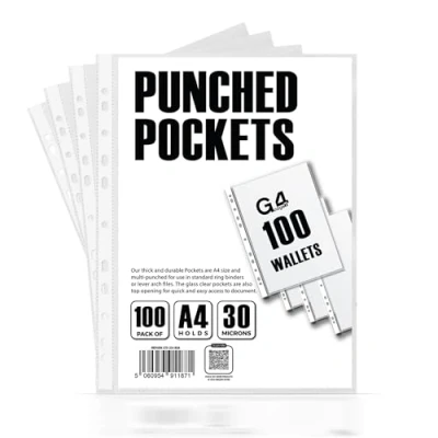 Afbeelding van 100 Stks A4 Plastic Ponsen Zakken 30 Micron voor Mappen Filing Portefeuilles Mouwen