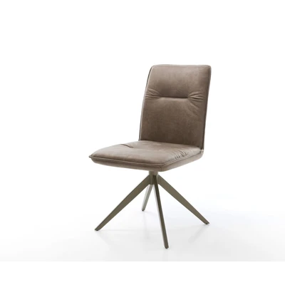 Afbeelding van Draaistoel Vinjo Flex kruisframe breed afwerking met titaniumeffect taupe vintage 360 draaibaar