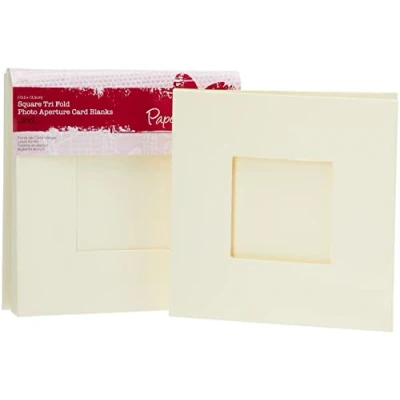 Afbeelding van Papermania 300 GSM Vierkante Tri Fold Venster Diafragma Card Blanks en Enveloppen, Pack van 10, Crème, 5.3&quot;x5.3&quot;