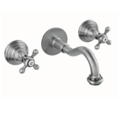 Afbeelding van PB klassieke inbouw muurkraan met sterknoppen 16 cm uitloop Chroom 1208855042