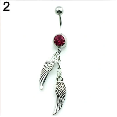 Afbeelding van Navelpiercing met vleugels roze