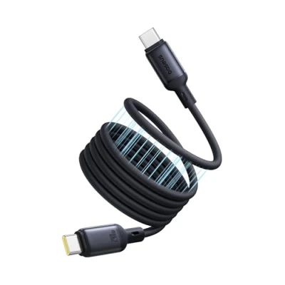 Afbeelding van Baseus PicoGo Magnetische USB C kabel, 240 W, opgerold PD 5A QC 4.0, snel opladen, naar oplaadkabel van vloeibare siliconen voor iPhone 16 15 Pro, Samsung Galaxy Pixel iPad