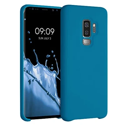 Afbeelding van kwmobile telefoonhoesje geschikt voor Samsung Galaxy S9 Plus Hoesje met siliconen coating Smartphone case in Caribisch blauw
