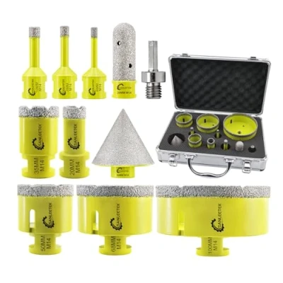 Afbeelding van SANLEETEK diamant tegelboorset 11 stuks (6/8/10/20/35/50/68/100 + 20 mm vingerfrees 50 diamantboor adapter), gatenzaag set voor keramische tegels, porselein, marmer, graniet, M14