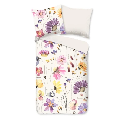Afbeelding van Bloemen Dekbedovertrek 155x220 cm Waterverf Bloemenprint Multi 1 Persoons 100% Katoen