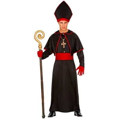 Afbeelding van Widmann Monnik &amp; Pater Priester Kostuum Bisschop Otto Obscura Man Zwart Medium Halloween Verkleedkleding