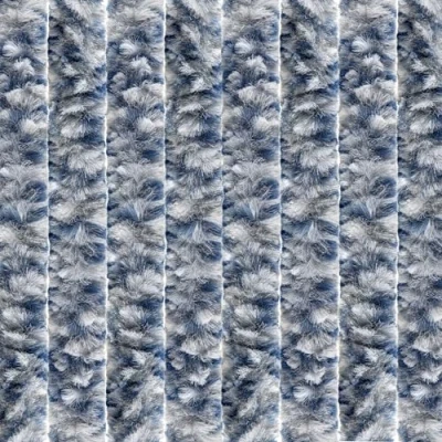Afbeelding van EXPLORER® vliegengordijn, 100 x 200 cm, caravan, deurgordijn, voor camper, balkondeur, gordijn van chenille, insectengordijn, camping, terras, deur, vliegenbescherming, wit/grijs/blauw