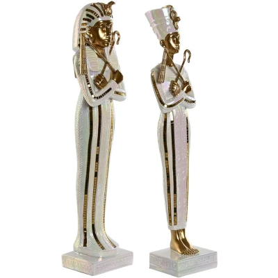 Afbeelding van Decoratieve figuren Home ESPRIT Wit Gouden Hars Orientaals Egyptenaar 10 x 9 52 cm (2 Stuks)
