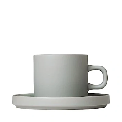 Afbeelding van Blomus Kop en schotel Pilar Mirage Grey Grijs 14,3x14,3x7,7cm 200ml