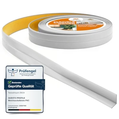 Afbeelding van Zachte plint, zelfklevende knikstrip, eindstrip voor keuken badkamer, afdichtingstape, pvc, flexibel, dicht, decoratief 10 mm x mm, 5 meter, lichtgrijs