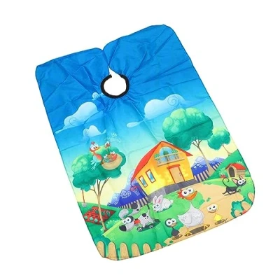 Afbeelding van Kappersschort voor kinderen, kappersschort, waterdicht kappersmantel, shampoocape (dierenpatroonstijl)
