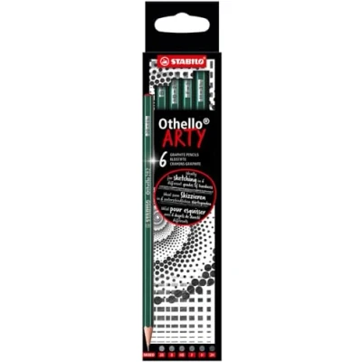 Afbeelding van Grafietpotlood STABILO Othello ARTY 6 stuks etui Hardheid hhard, 2x 4H, 3H, 2H