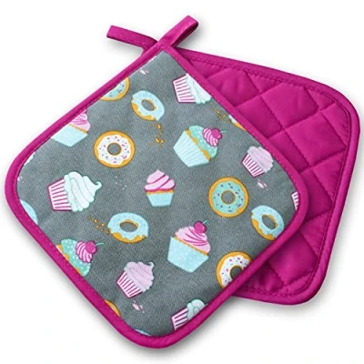 Afbeelding van Pannenlap Kitchen, Cakes, roze, 2 delig, PSA categorie II hittebestendig tot 250 C, getest en gecertificeerd product