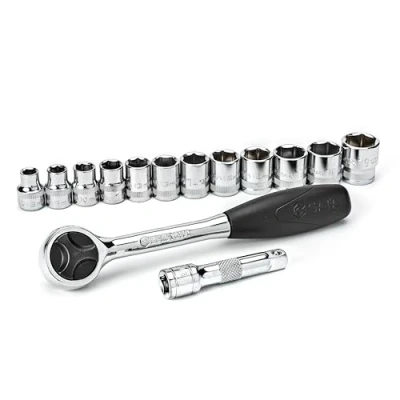 Afbeelding van SATA ST09523 14 delige 1/2 inch aandrijving 6 punts socket set met 60 tanden ronde kop ratel