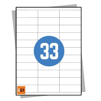 Afbeelding van DULA Etiketten Stickervellen A4 33 stickers per vel 70 x 25,4 mm 100