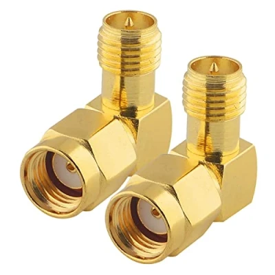 Afbeelding van Boobrie 90 Grade Vergulde Adapter RP SMA Converter Plug naar Vrouwelijke Rechthoekige HF Coax r voor Audio FPV Drone Antennes Video 2pcs Pack