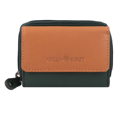 Afbeelding van Greenburry Nappa Portemonnee RFID bescherming Leer 11 cm Dames Horizontaal bottle green tan