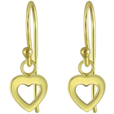 Afbeelding van JoyS Zilveren hartje bedel oorbellen oorhangers 14k goudplating