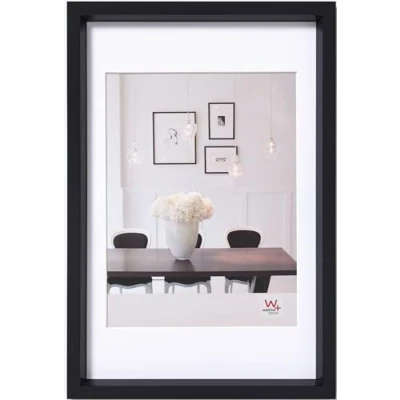 Afbeelding van walther design fotolijst zwart 30 x 45 cm met passe partout, Steel Style kunststof lijst ES045B