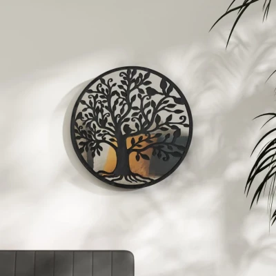 Afbeelding van vidaXL Spiegel rond 40x2,5 cm ijzer zwart