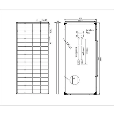 Afbeelding van enjoy solar Mono 50W 36V monokristallijn zonnepaneel ideaal voor 24 V tuinhuizen camper caravan boot (mono 50 W 36 V)