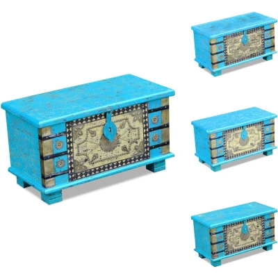 Afbeelding van Opbergkist 80x40x45 cm mangohout blauw
