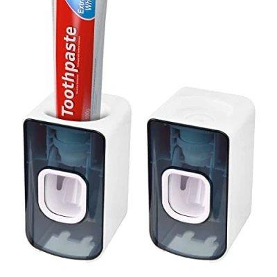 Afbeelding van Nivofu 2 stuks automatische tandpastadispenser, wandtandpastadispenser, tandenborstelhouder met dispenser, tandpastapers voor toilet, douche, badkamer