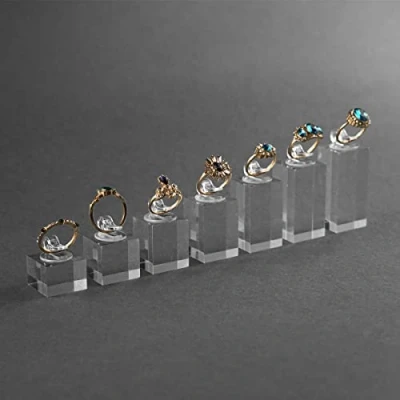 Afbeelding van sccsport 7 stks Verschillende Hoogte Clear Vinger Ring Display Stand Showcase Sieraden Houder