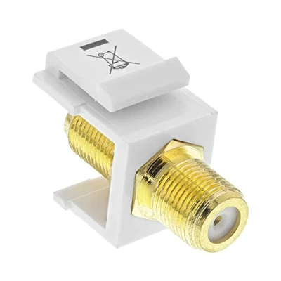 Afbeelding van InLine Keystone installatieadapter, aansluitkoppeling voor satellietkabel, 2x F bussen, wit (Keystone module), Netwerk accessoires
