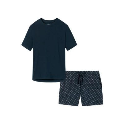 Afbeelding van Schiesser SET Pyjama Blau gepunktet dunkelblau, Dames, Maat: 36, dunkelblau