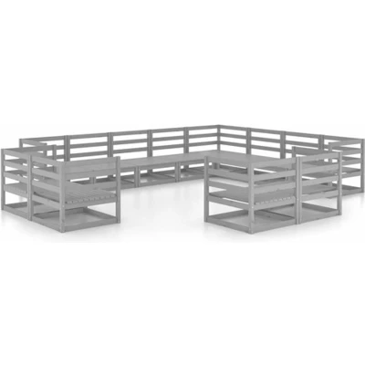 Afbeelding van vidaXL 12 delige Loungeset massief grenenhout grijs