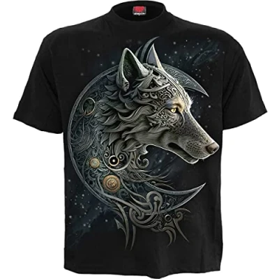 Afbeelding van Spiral Heren Tshirt S Celtic Wolf Zwart