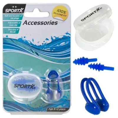 Afbeelding van SportX Junior Neusclip en Oordopjes 2 Sterren Blauw