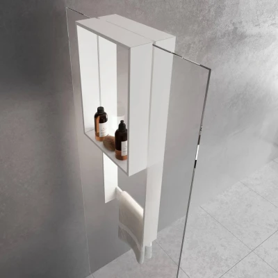 Afbeelding van Design Bath douchenis doucherek en handdoekrek mat wit voor over douchewand 1208953293