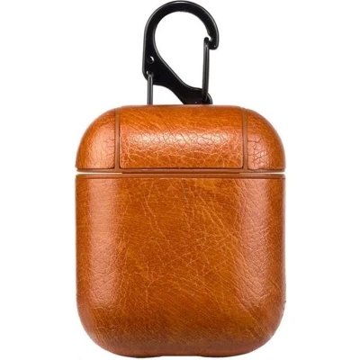 Afbeelding van AirPods 1/2 hoesje Litchi PU Series hard case licht bruin