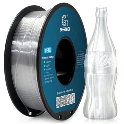 Afbeelding van GEEETECH PETG filament 1,75 mm, transparant voor 3D printer, spoel van 1 kg, helder filament, maatnauwkeurigheid +/ 0,02 mm