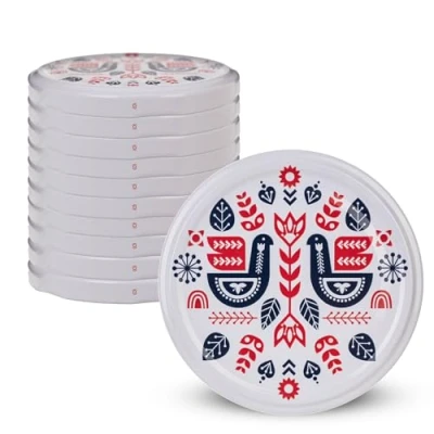 Afbeelding van KADAX Schroefdeksel met diameter van 82 mm, metalen twist off deksel, reservedeksel voor inmaakpotten en weckpotten, deksel 6 inkepingen (folklore, 10 stuks)