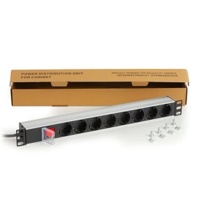 Afbeelding van Link LKMP08S Multistekker voor Rack 19&quot;, 8 Schuko stopcontacten met schakelaar, stekker 16 A