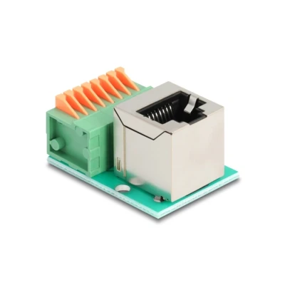 Afbeelding van Delock RJ45 Buchse 90 gewinkelt zu Terminalblock mit Drucktaster Cat.5