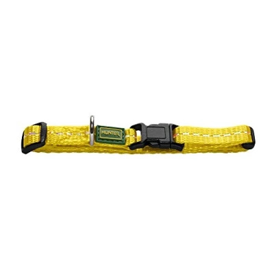 Afbeelding van Hunter Tripoli Vario Basic Hondenhalsband, nylon, reflecterend, kliksluiting, maat M, geel