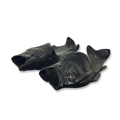Afbeelding van Uniqstore uniseks sandalen in de vorm van een vis voor strand of douche origineel cadeau idee dames en heren, zwart., 41/42 EU