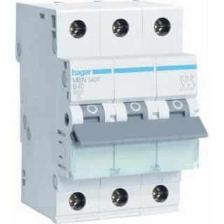 Afbeelding van Hager installatieautomaat 3p 6ka b karakteristiek 40a 3 modulen mbn340e