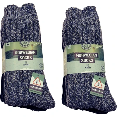 Afbeelding van Apollo Noorse Wollen Sokken 6 Paar Blue Edition Maat 39/42