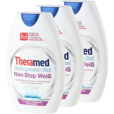 Afbeelding van 3x Theramed Non Stop White Antibacteriële bescherming 2 in 1 tandcrème mondspoeling