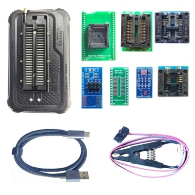 Afbeelding van xgecu T56 programmer 6 adapters tl866ii plus t48 topversie ISP ondersteuning eprom IC chip PIC/NAND Flash/EMMC socket adapter