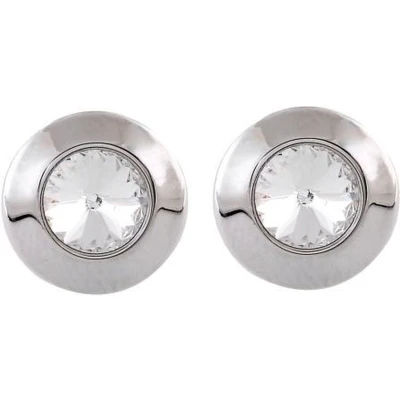 Afbeelding van Behave Oorbel steker glanzend zilver kleur 10 mm lengte, met swarovski elements crystal steen