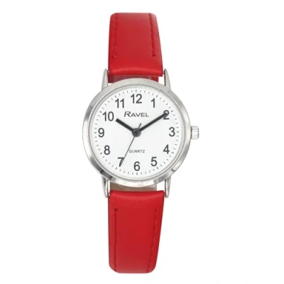 Afbeelding van Ravel Unisex Classic Everyday Horloge Analoge Quartz R0129, Rood/zilverkleur/witte wijzerplaat met cijfers, 36mm case