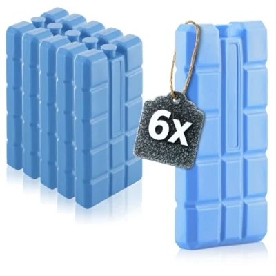 Afbeelding van COM FOUR® 6x cold pack in blauw koelelementen voor koelbox en koeltas coldpacks huishoudens vrije tijd