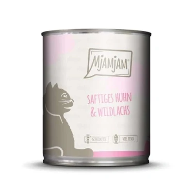 Afbeelding van 6x 800g MjAMjAM Sappige kip en wilde zalm nat kattenvoer